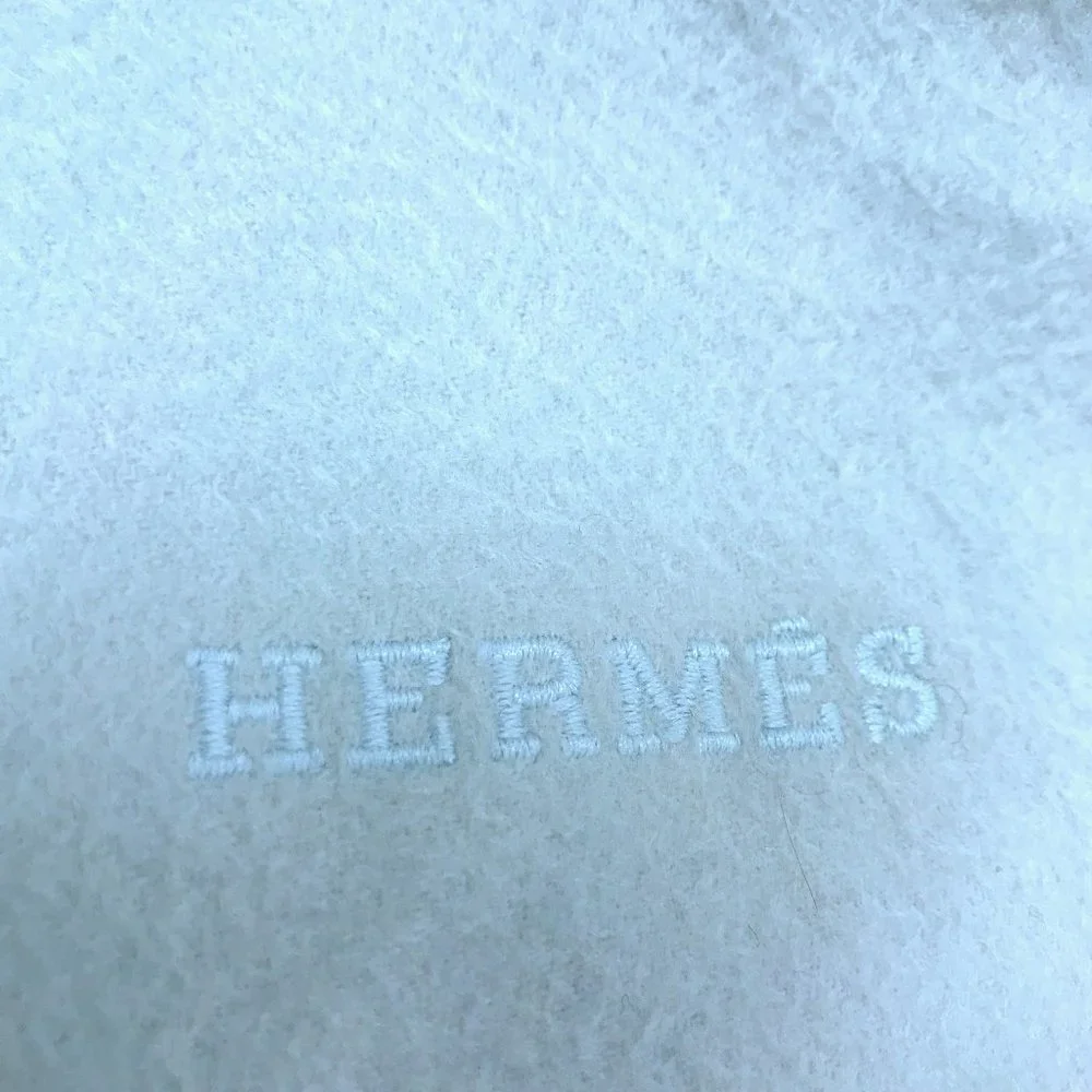 Hermes aqua blue heavyweight cashmere throw blanket shawl vintage fringed large
